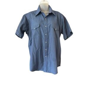 Men’s Ruddock Western Short Sleeve Shirt Blue Black Check size 16 1/2